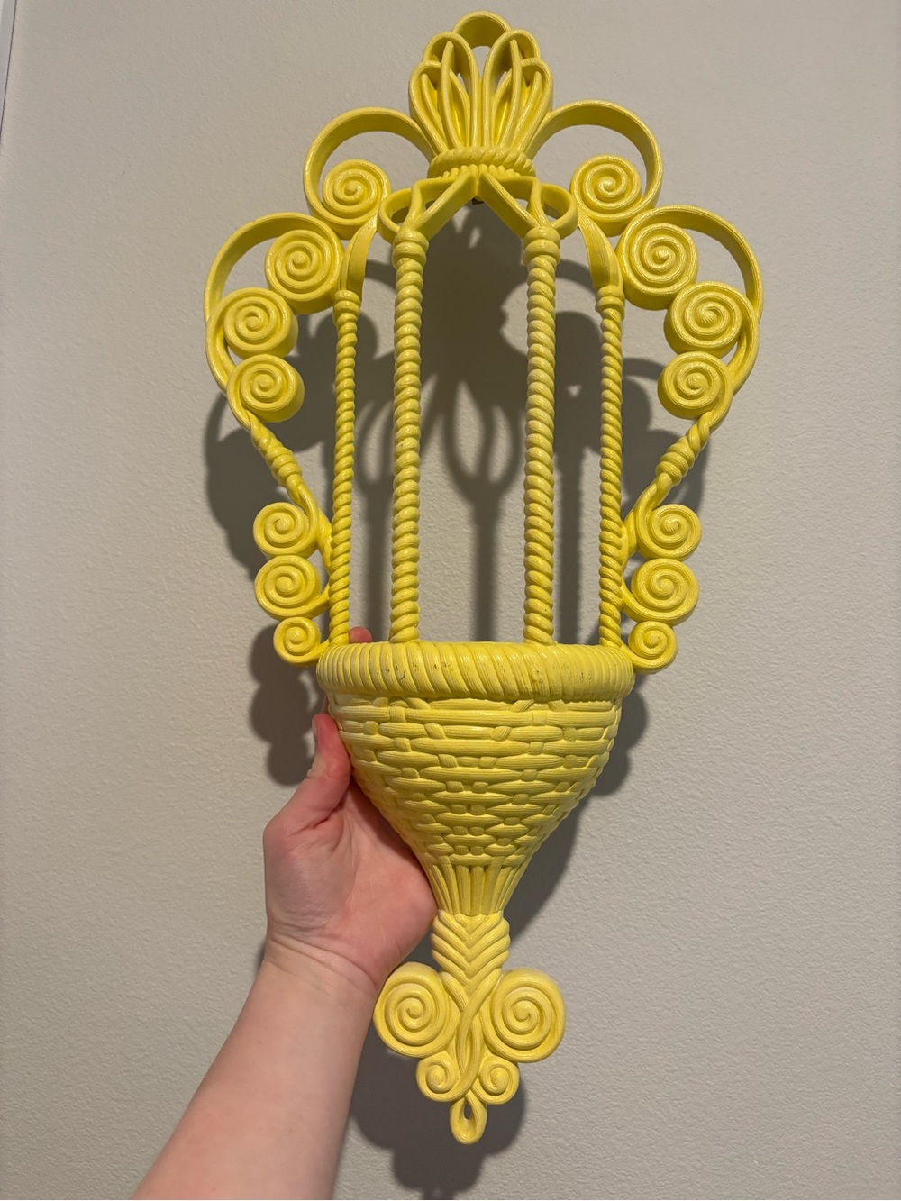 Burwood 1628 Wall Hanging Homco Vintage Pocket Planter- BIRD CAGE YELLOW MCM